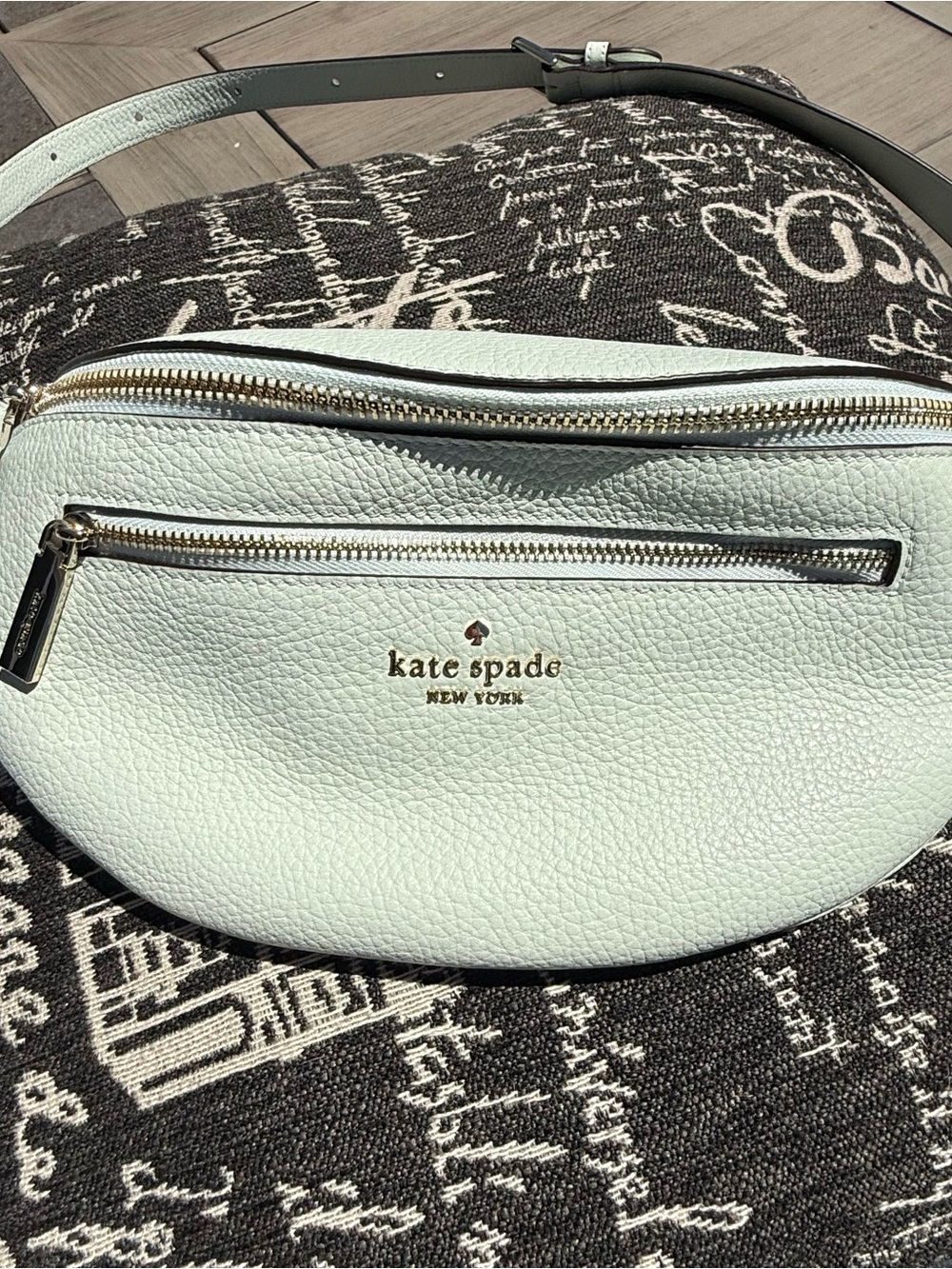 kate spade Light Mint Pebbled Leather Crossbody Belt Bag